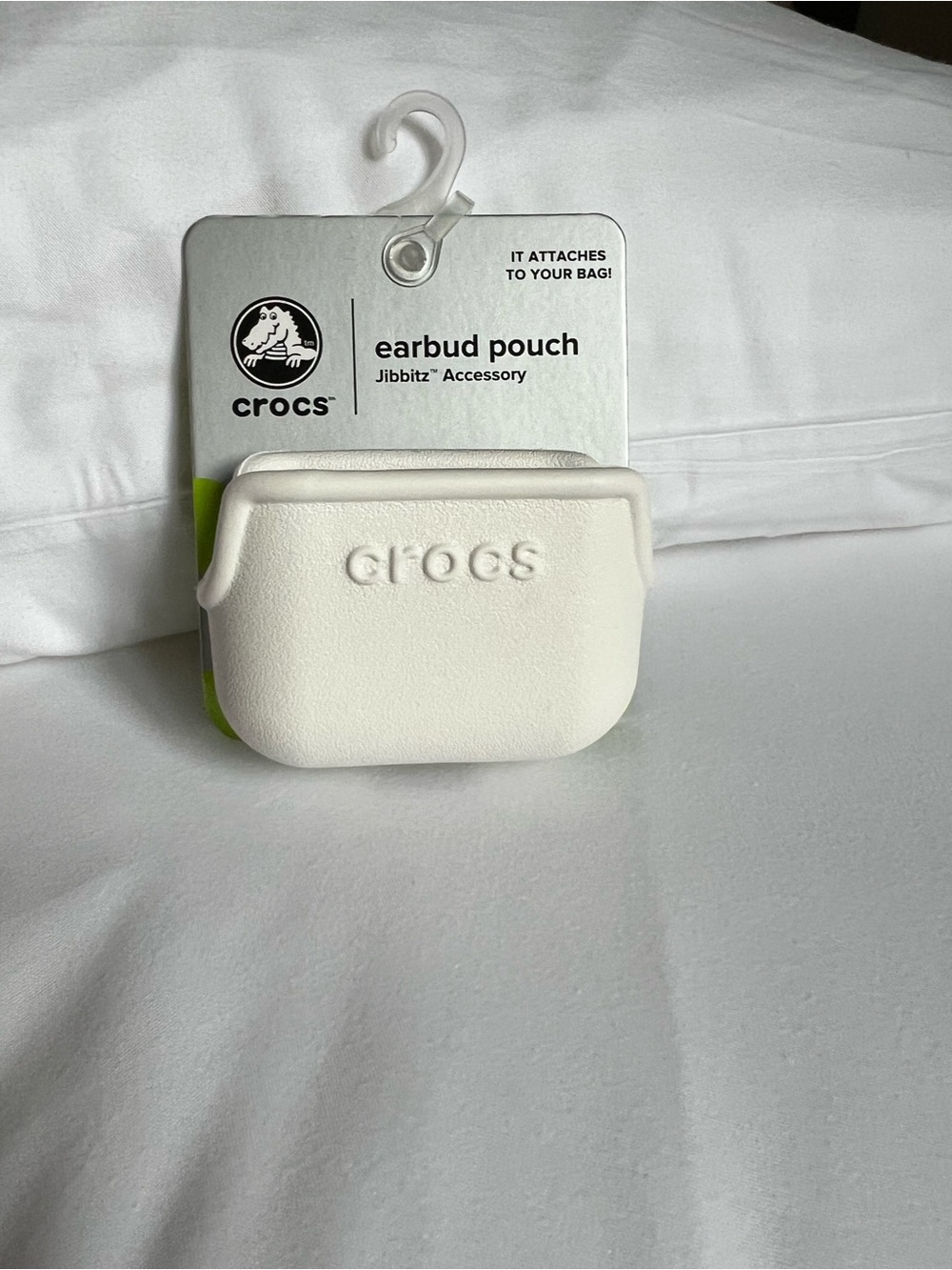 CROCS White Earbud Pouch Display Card with Hook